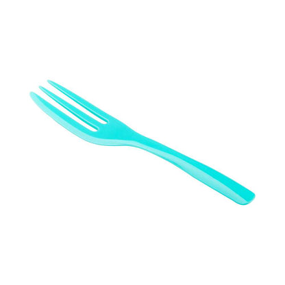 Coppetta Teal Plastic Cake Fork with Knife Edge - 4" x 3/4" - 100 count box