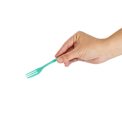 Coppetta Teal Plastic Cake Fork with Knife Edge - 4" x 3/4" - 100 count box