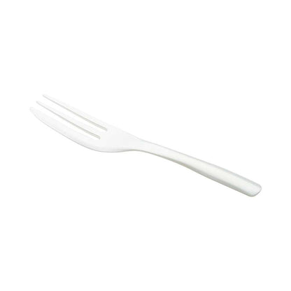 Coppetta Pearl White Plastic Cake Fork with Knife Edge - 4" x 3/4" - 100 count box