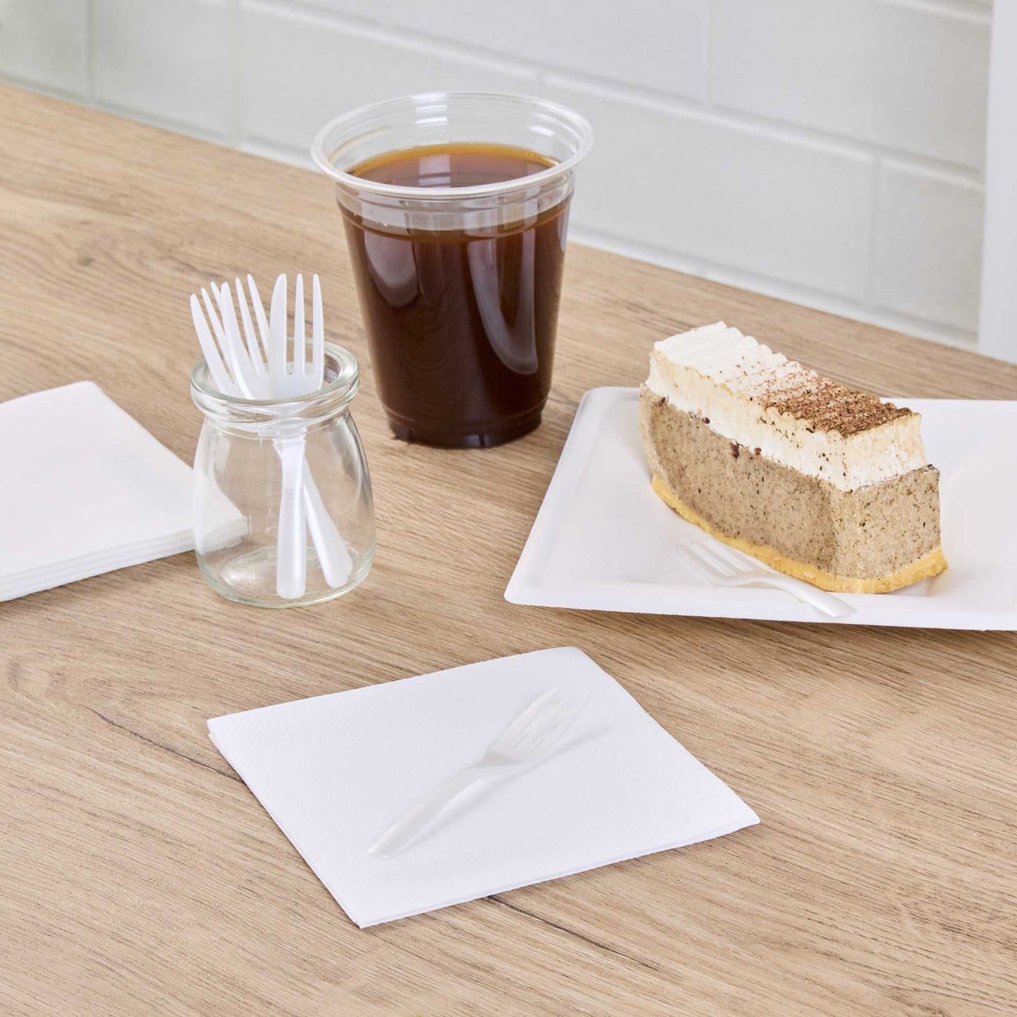 Coppetta Pearl White Plastic Cake Fork with Knife Edge - 4" x 3/4" - 100 count box