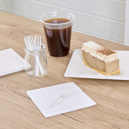 Coppetta Pearl White Plastic Cake Fork with Knife Edge - 4" x 3/4" - 100 count box