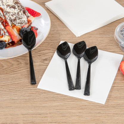 Coppetta Black Plastic Petal Spoon - 4 1/2" x 1" - 500 count box
