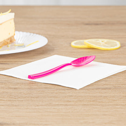 Coppetta Magenta Plastic Petal Spoon - 4 1/2" x 1" - 500 count box