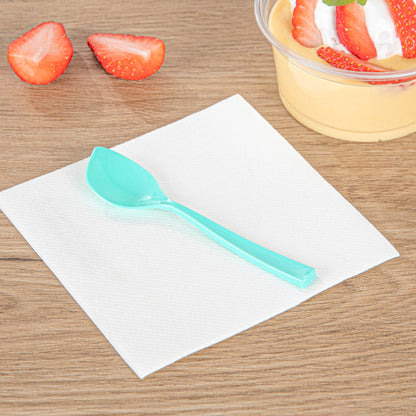 Coppetta Teal Plastic Petal Spoon - 4 1/2" x 1" - 500 count box