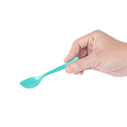 Coppetta Teal Plastic Petal Spoon - 4 1/2" x 1" - 500 count box