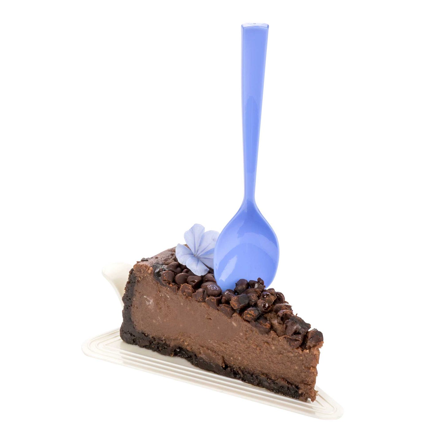 Coppetta Periwinkle Plastic Petal Spoon - 4 1/2" x 1" - 100 count box