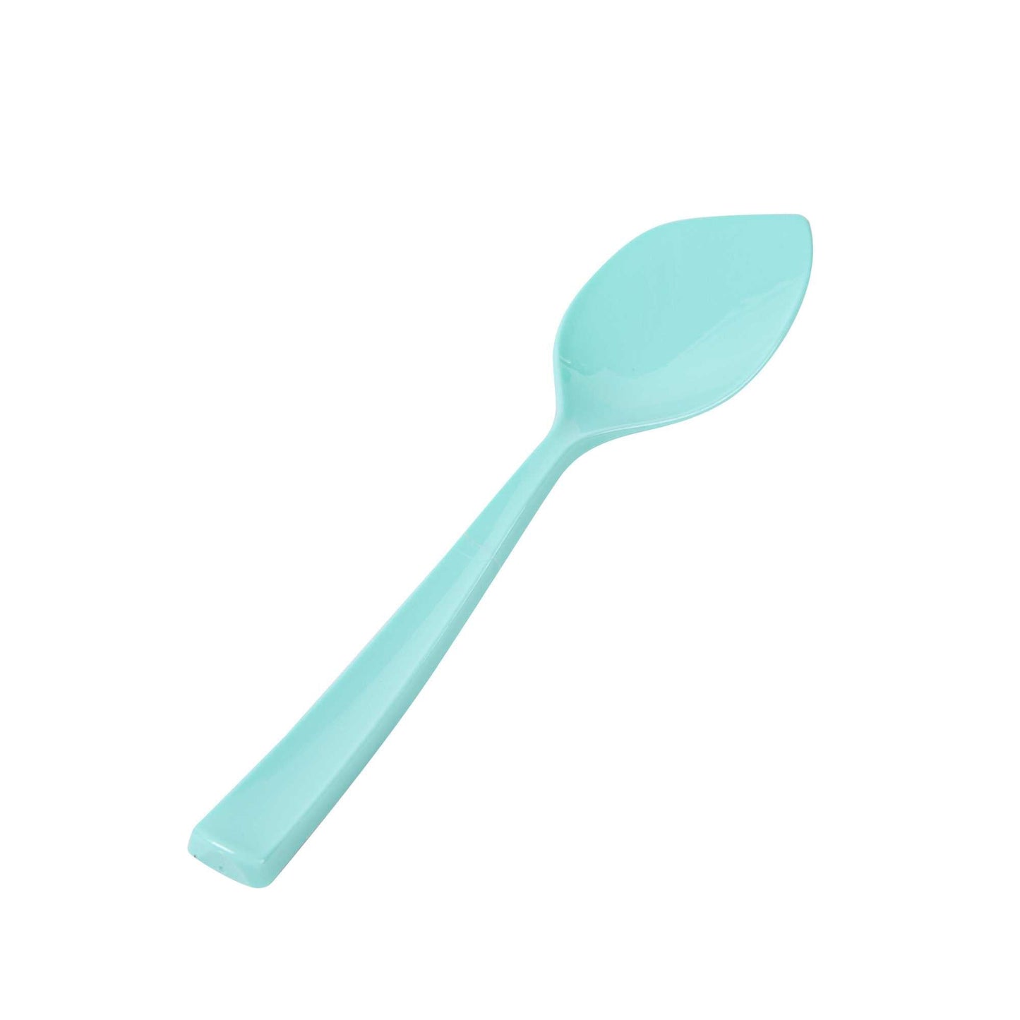 Coppetta Teal Plastic Petal Spoon - 4 1/2" x 1" - 100 count box