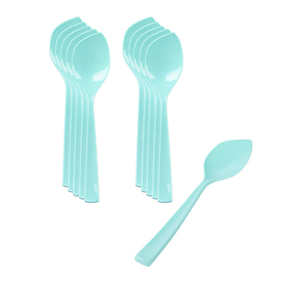 Coppetta Teal Plastic Petal Spoon - 4 1/2" x 1" - 100 count box