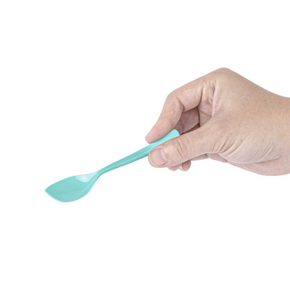 Coppetta Teal Plastic Petal Spoon - 4 1/2" x 1" - 100 count box