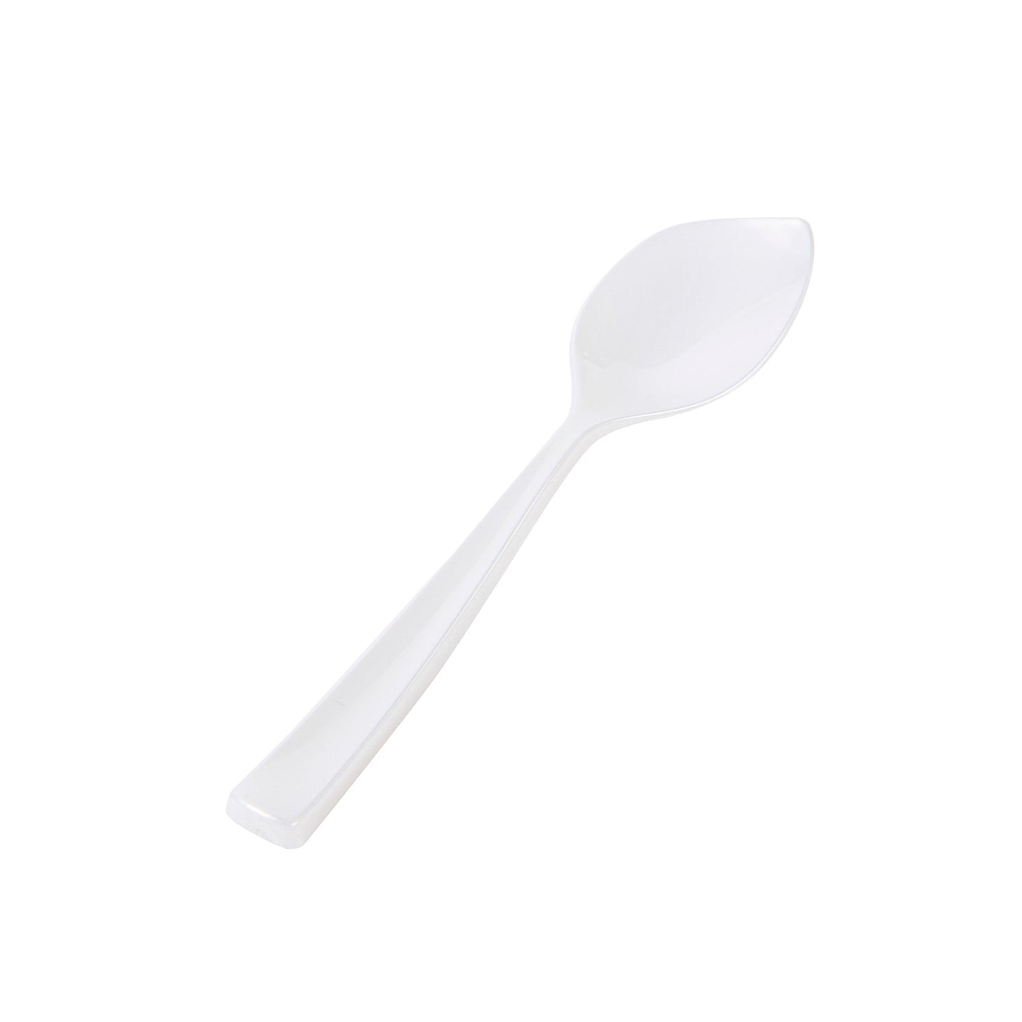 Coppetta Pearl White Plastic Petal Spoon - 4 1/2" x 1" - 100 count box