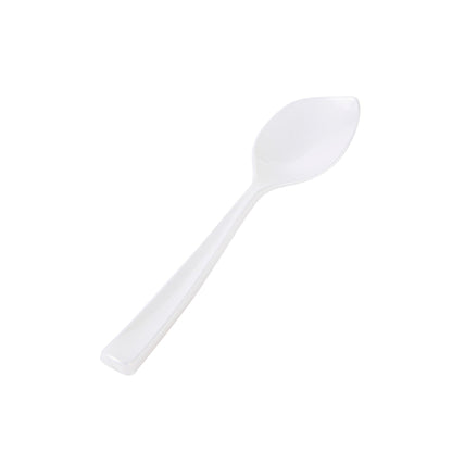 Coppetta Pearl White Plastic Petal Spoon - 4 1/2" x 1" - 100 count box