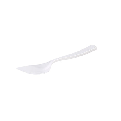 Coppetta Pearl White Plastic Petal Spoon - 4 1/2" x 1" - 100 count box