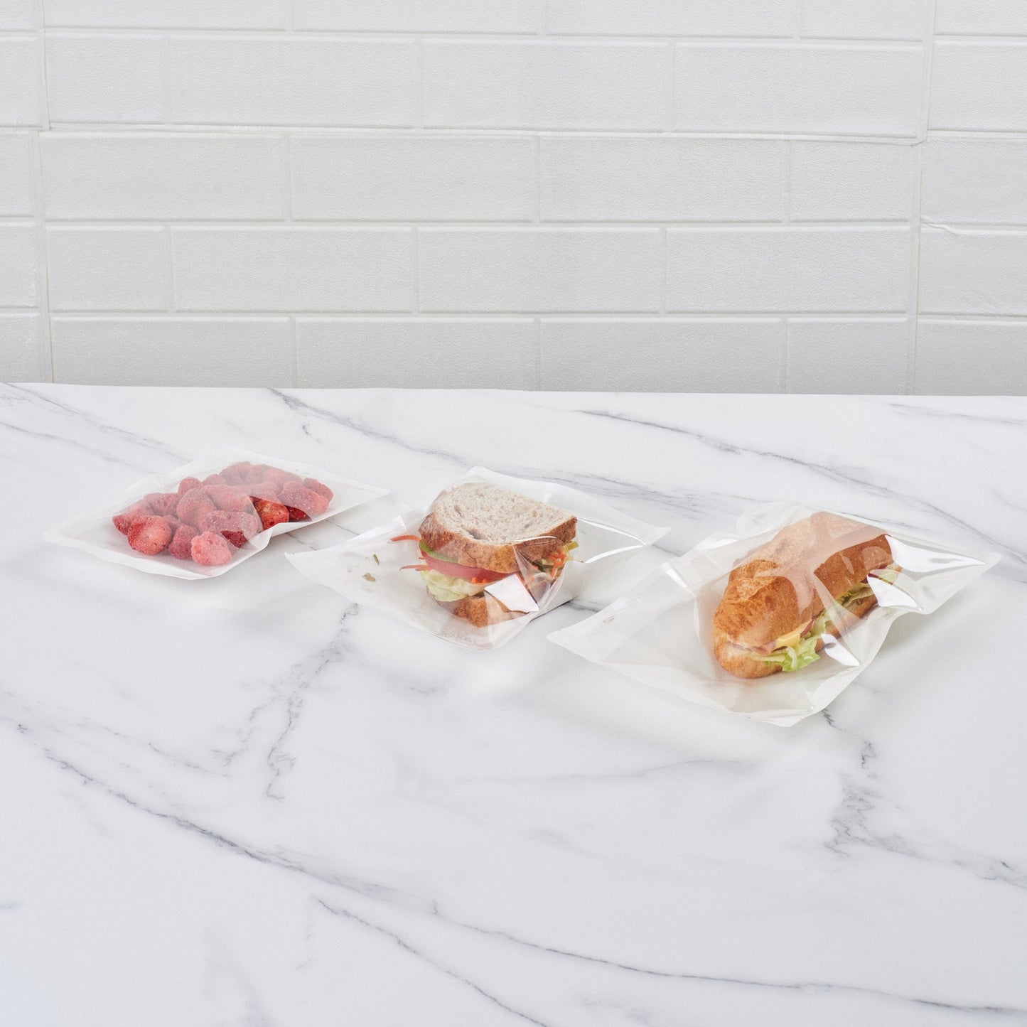 Bag Tek White Plastic Small Sandwich and Snack Bag - Heat Sealable - 8 1/4" x 5 1/4" - 100 count box