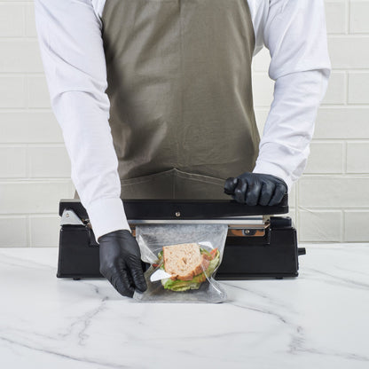 Bag Tek Black Plastic Medium Sandwich and Snack Bag - Heat Sealable - 8 3/4" x 6 1/2" - 100 count box