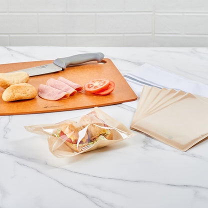 Bag Tek Kraft Plastic Medium Sandwich and Snack Bag - Heat Sealable - 8 3/4" x 6 1/2" - 100 count box