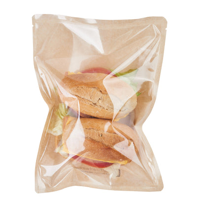 Bag Tek Kraft Plastic Medium Sandwich and Snack Bag - Heat Sealable - 8 3/4" x 6 1/2" - 100 count box