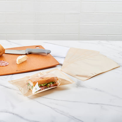 Bag Tek Kraft Plastic Large Sandwich and Snack Bag - Heat Sealable - 11 1/2" x 6 3/4" - 100 count box