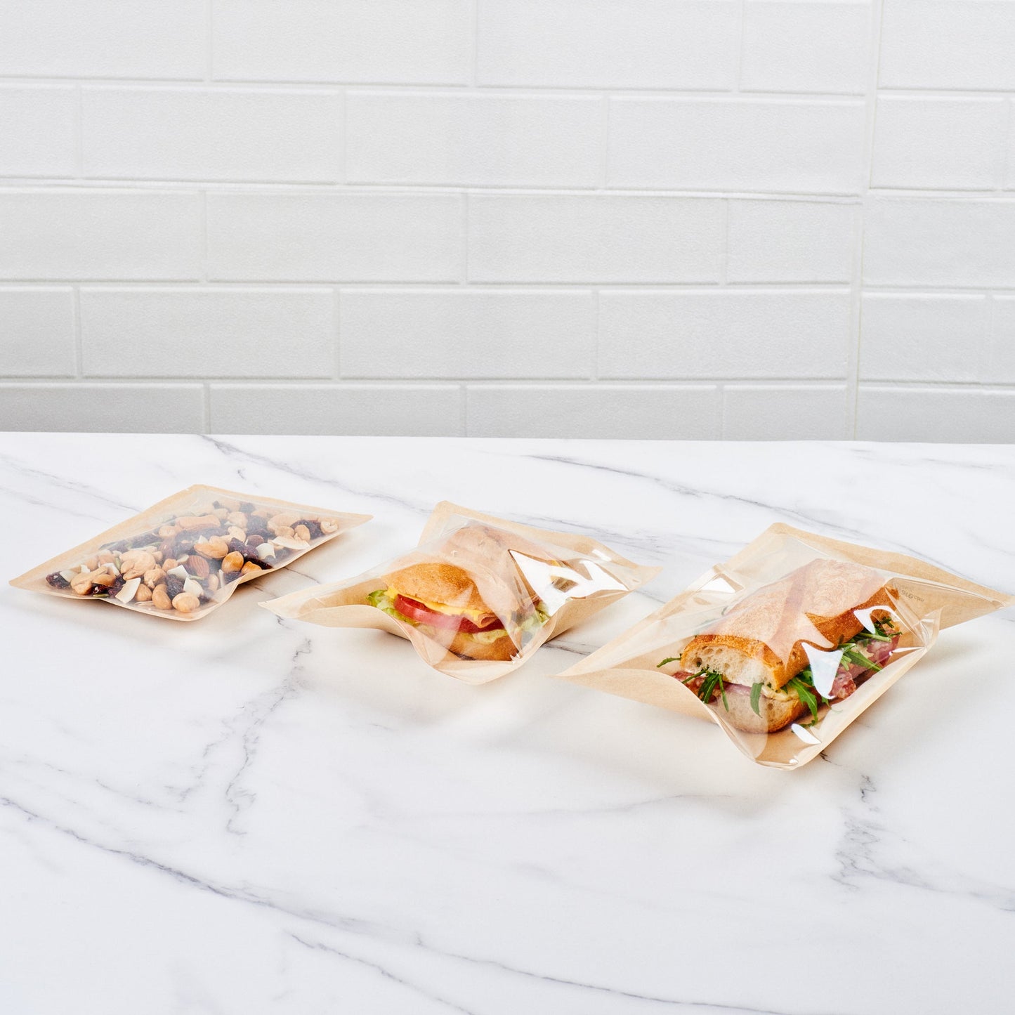 Bag Tek Kraft Plastic Large Sandwich and Snack Bag - Heat Sealable - 11 1/2" x 6 3/4" - 100 count box