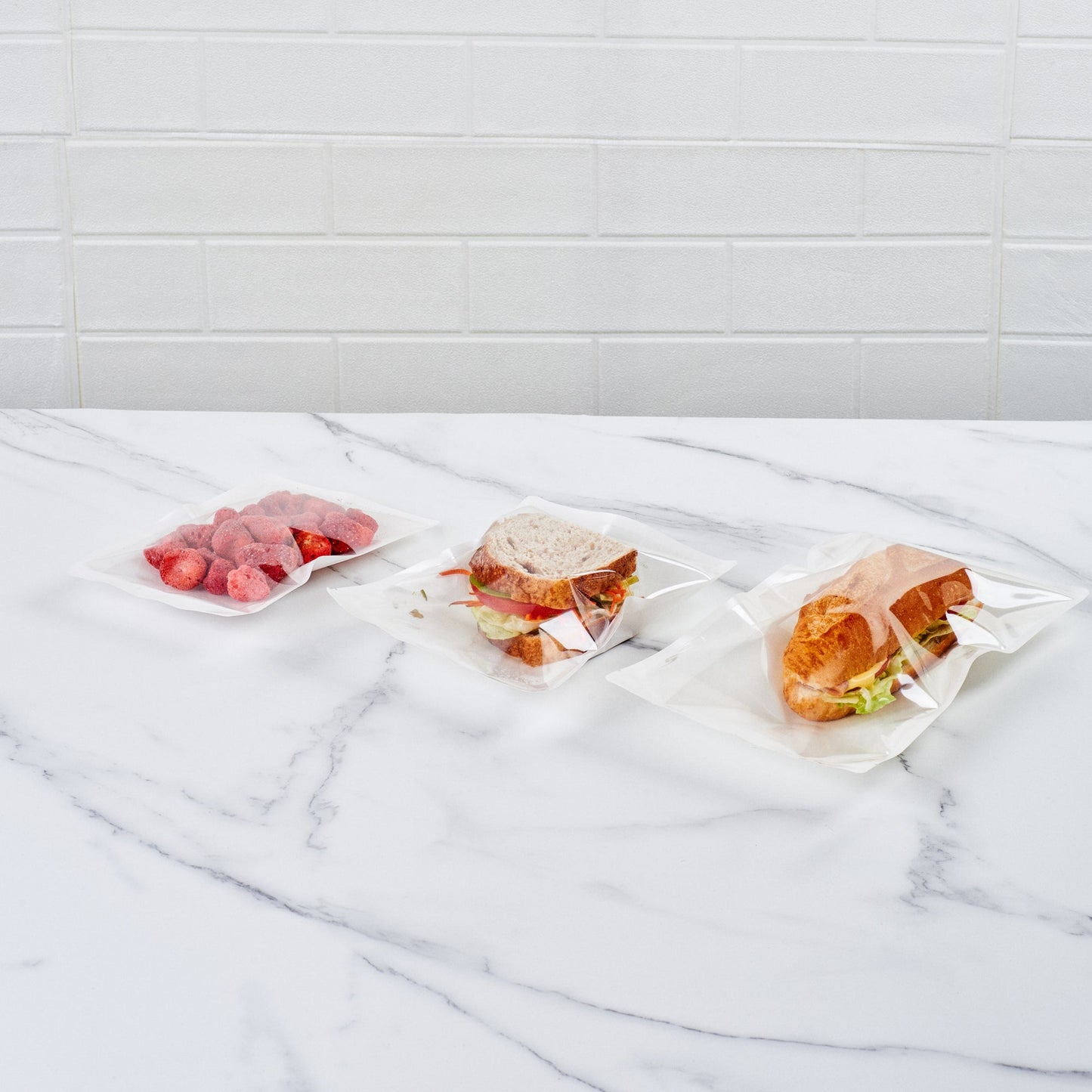 Bag Tek White Plastic Large Sandwich and Snack Bag - Heat Sealable - 11 1/2" x 6 3/4" - 100 count box