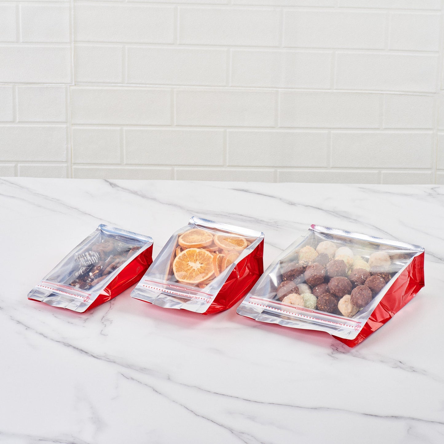 Bag Tek Red Plastic Small Snack Bag - Double Seal, Rip Lock, Heat Sealable - 8" x 4" x 2 1/2" - 100 count box