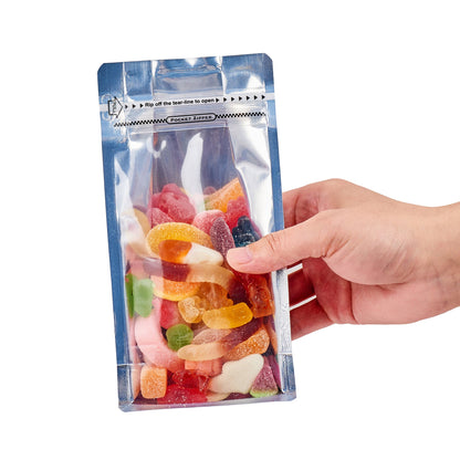 Bag Tek White Plastic Small Snack Bag - Double Seal, Rip Lock, Heat Sealable - 8" x 4" x 2 1/2" - 100 count box
