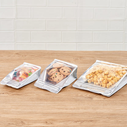 Bag Tek White Plastic Small Snack Bag - Double Seal, Rip Lock, Heat Sealable - 8" x 4" x 2 1/2" - 100 count box