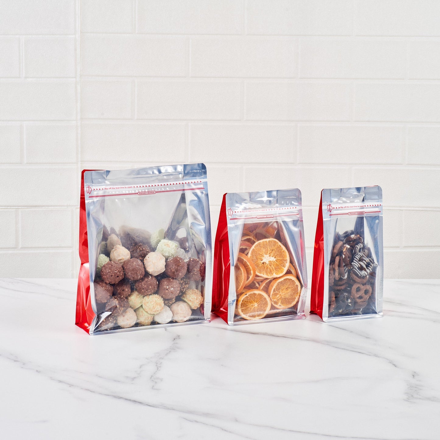 Bag Tek Red Plastic Medium Snack Bag - Double Seal , Rip Lock, Heat Sealable - 8" x 5" x 3 1/4" - 100 count box