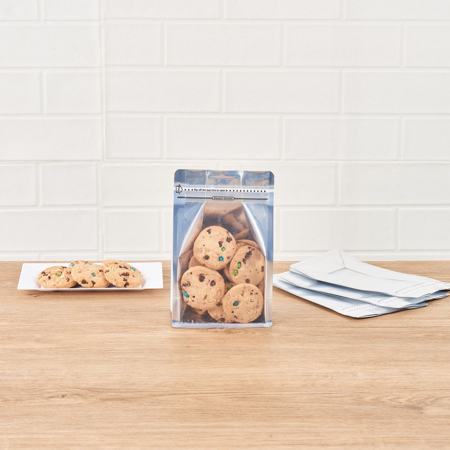 Bag Tek White Plastic Medium Snack Bag - Double Seal, Rip Lock, Heat Sealable - 8" x 5" x 3 1/4" - 100 count box
