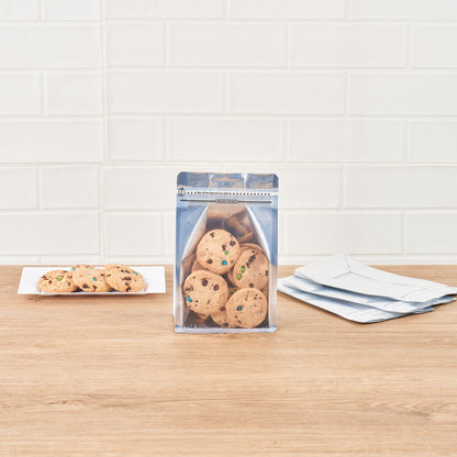 Bag Tek White Plastic Medium Snack Bag - Double Seal, Rip Lock, Heat Sealable - 8" x 5" x 3 1/4" - 100 count box