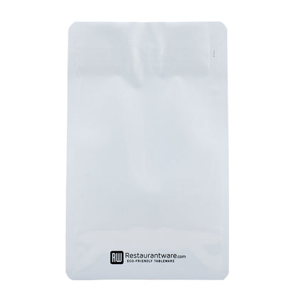 Bag Tek White Plastic Medium Snack Bag - Double Seal, Rip Lock, Heat Sealable - 8" x 5" x 3 1/4" - 100 count box