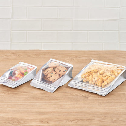 Bag Tek White Plastic Medium Snack Bag - Double Seal, Rip Lock, Heat Sealable - 8" x 5" x 3 1/4" - 100 count box