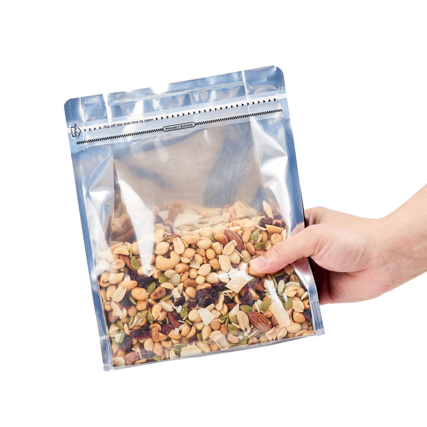 Bag Tek Black Plastic Large Snack Bag - Double Seal, Rip Lock, Heat Sealable - 9 1/2" x 7 1/2" x 2 3/4" - 100 count box