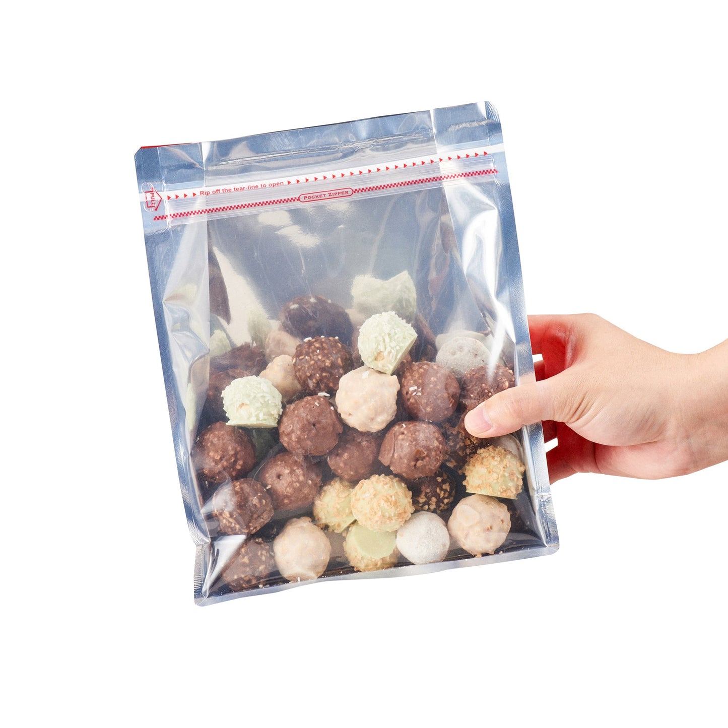 Bag Tek Red Plastic Large Snack Bag - Double Seal, Rip Lock, Heat Sealable - 9 1/2" x 7 1/2" x 2 3/4" - 100 count box