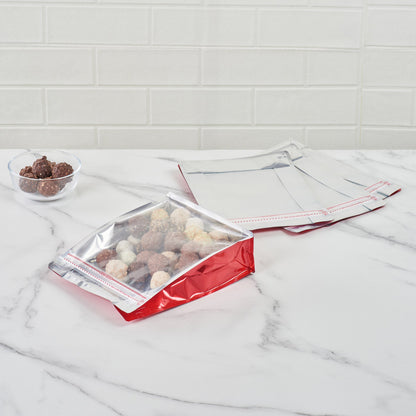 Bag Tek Red Plastic Large Snack Bag - Double Seal, Rip Lock, Heat Sealable - 9 1/2" x 7 1/2" x 2 3/4" - 100 count box
