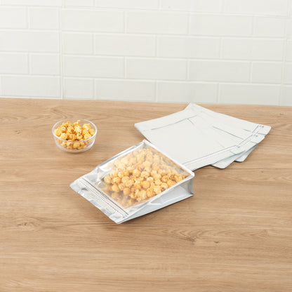 Bag Tek White Plastic Large Snack Bag - Double Seal, Rip Lock, Heat Sealable - 9 1/2" x 7 1/2" x 2 3/4" - 100 count box