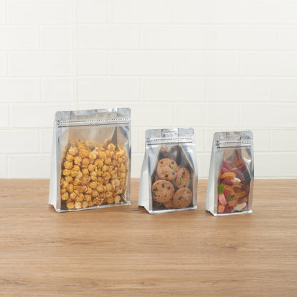 Bag Tek White Plastic Large Snack Bag - Double Seal, Rip Lock, Heat Sealable - 9 1/2" x 7 1/2" x 2 3/4" - 100 count box