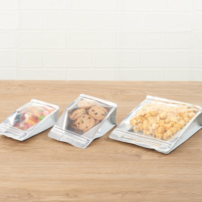 Bag Tek White Plastic Large Snack Bag - Double Seal, Rip Lock, Heat Sealable - 9 1/2" x 7 1/2" x 2 3/4" - 100 count box