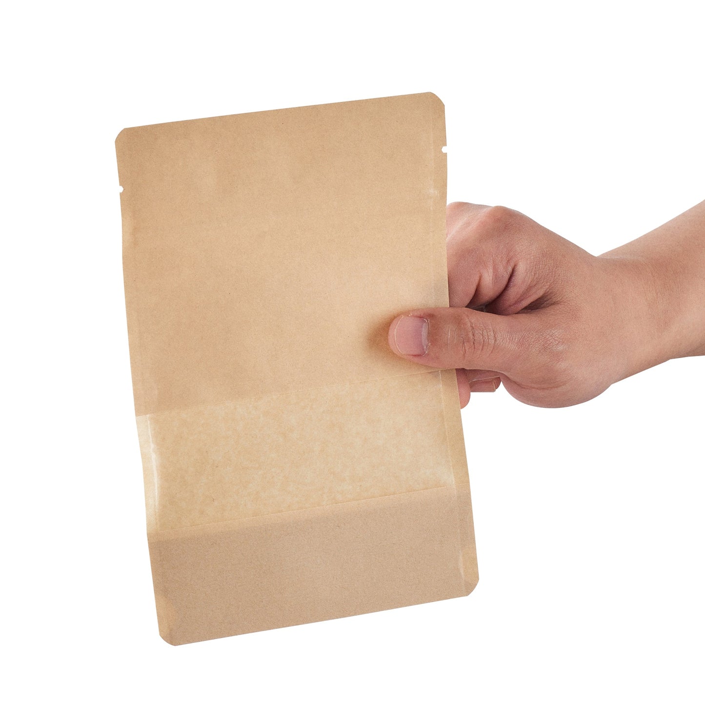 Bag Tek Kraft Plastic Small Window Bag - Heat Sealable - 7" x 4 3/4" x 1 1/2" - 100 count box