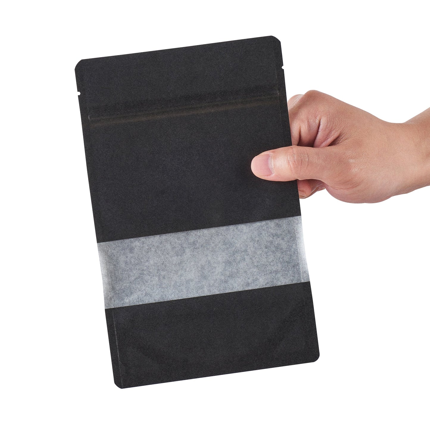 Bag Tek Black Plastic Medium Window Bag - Heat Sealable - 8" x 5" x 1 3/4" - 100 count box