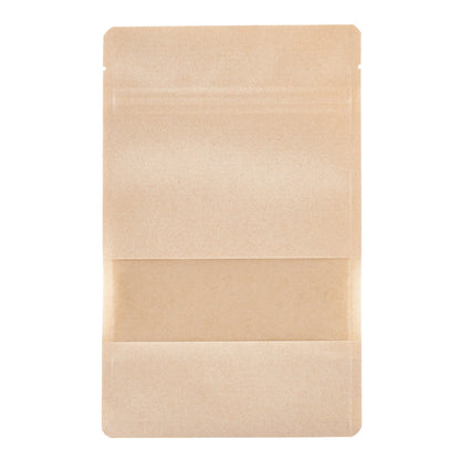 Bag Tek Kraft Plastic Medium Window Bag - Heat Sealable - 8" x 5" x 1 3/4" - 100 count box