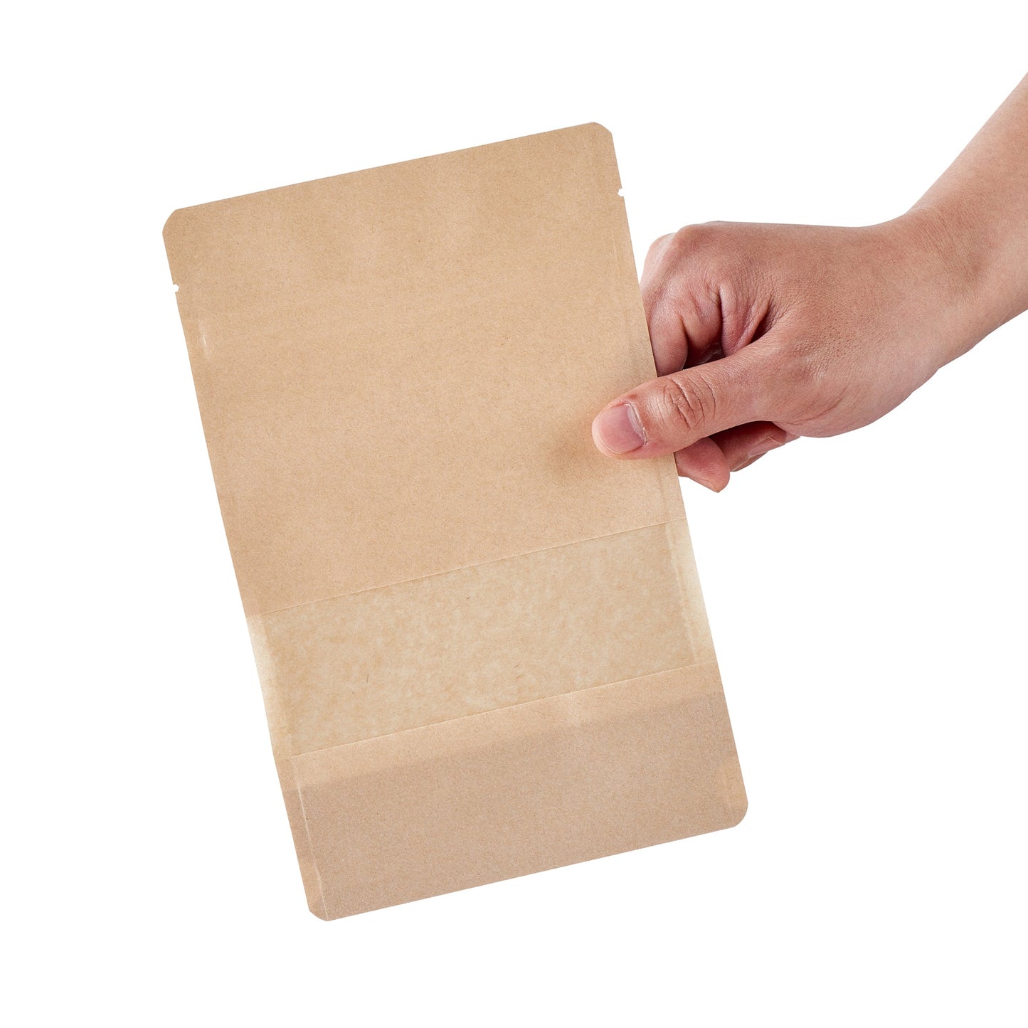 Bag Tek Kraft Plastic Medium Window Bag - Heat Sealable - 8" x 5" x 1 3/4" - 100 count box