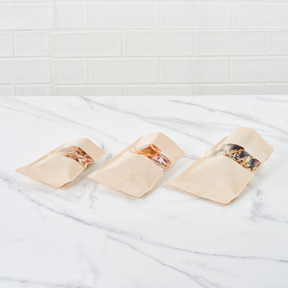 Bag Tek Kraft Plastic Medium Window Bag - Heat Sealable - 8" x 5" x 1 3/4" - 100 count box
