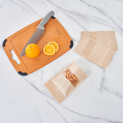 Bag Tek Kraft Plastic Medium Window Bag - Heat Sealable - 8" x 5" x 1 3/4" - 100 count box