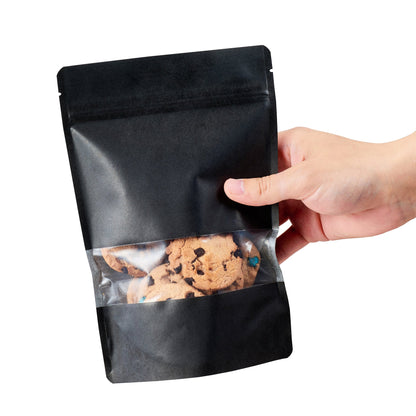 Bag Tek Black Plastic Large Window Bag - Heat Sealable - 9" x 6" x 1 1/2" - 100 count box