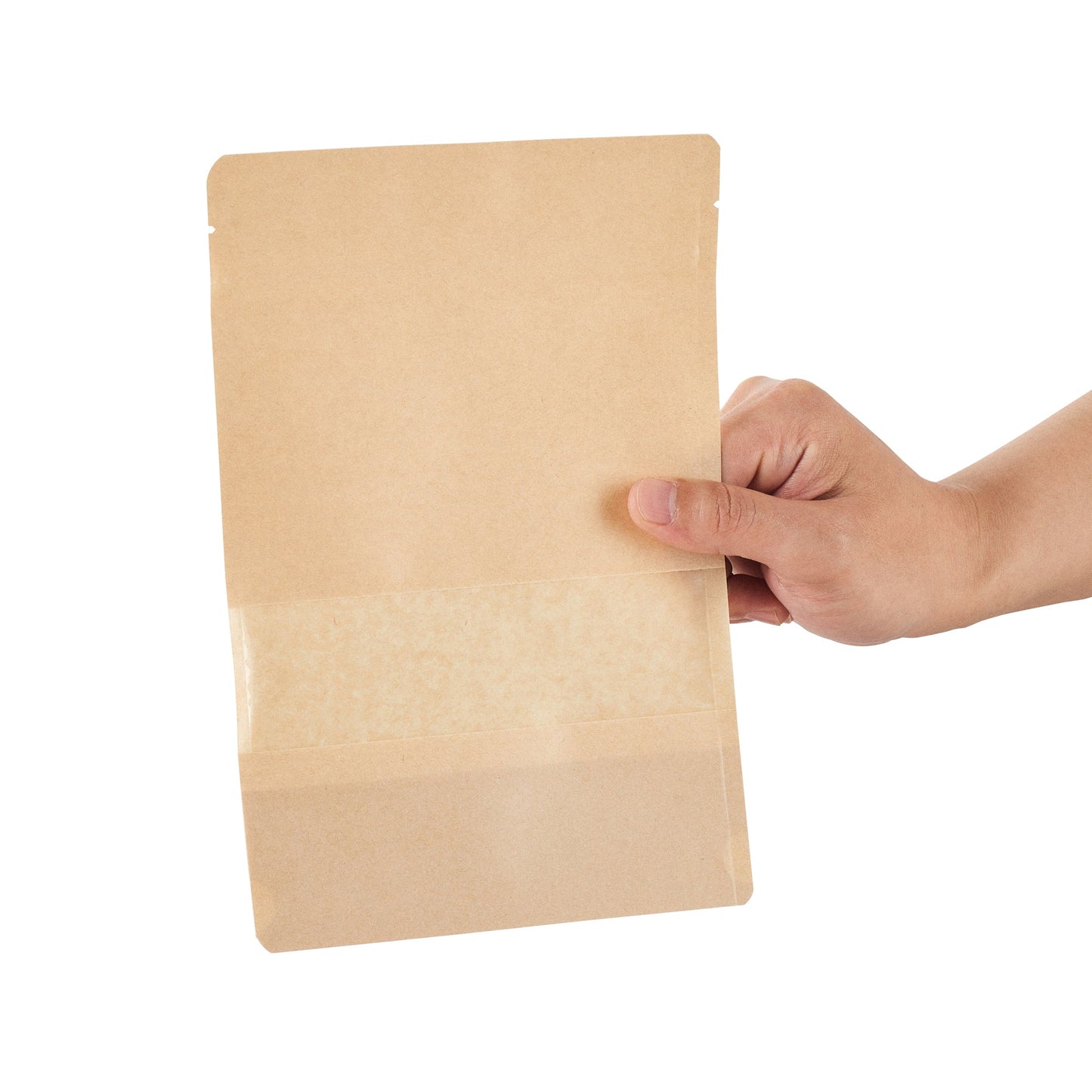 Bag Tek Kraft Plastic Large Window Bag - Heat Sealable - 9" x 6" x 1 1/2" - 100 count box