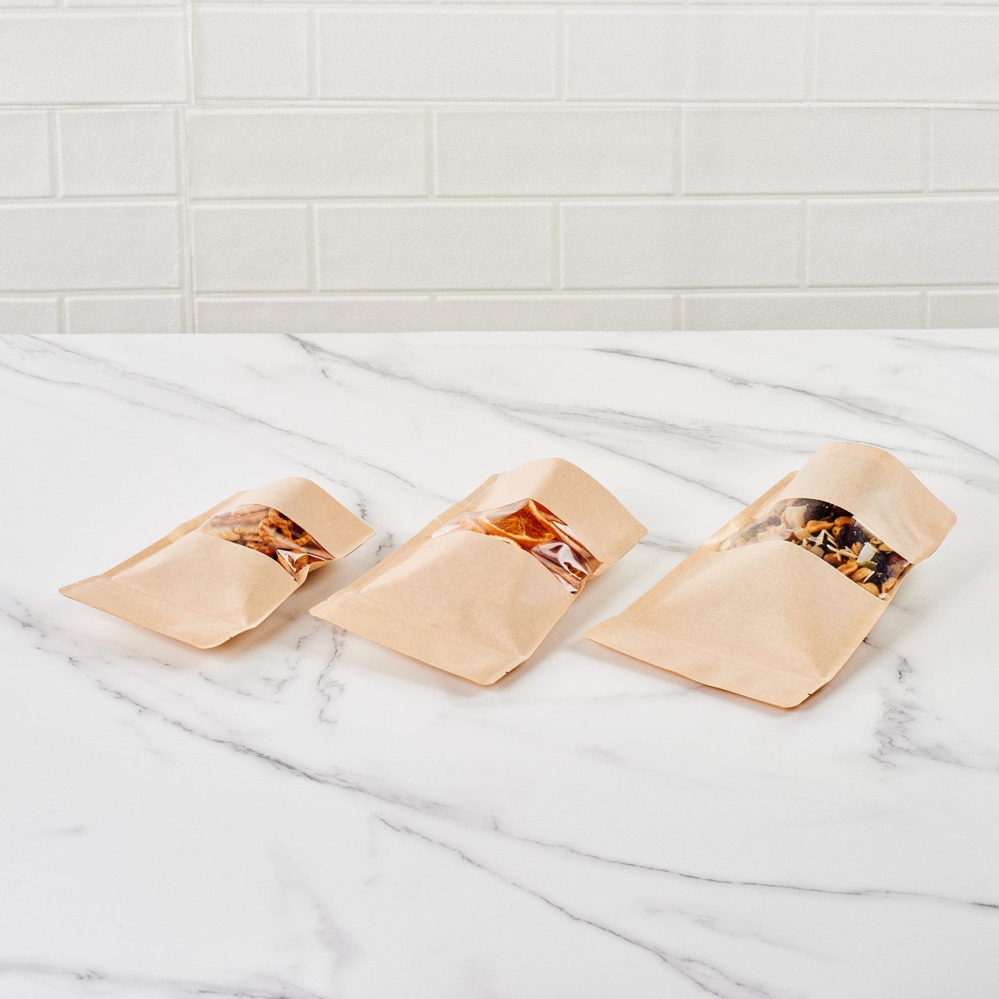 Bag Tek Kraft Plastic Large Window Bag - Heat Sealable - 9" x 6" x 1 1/2" - 100 count box
