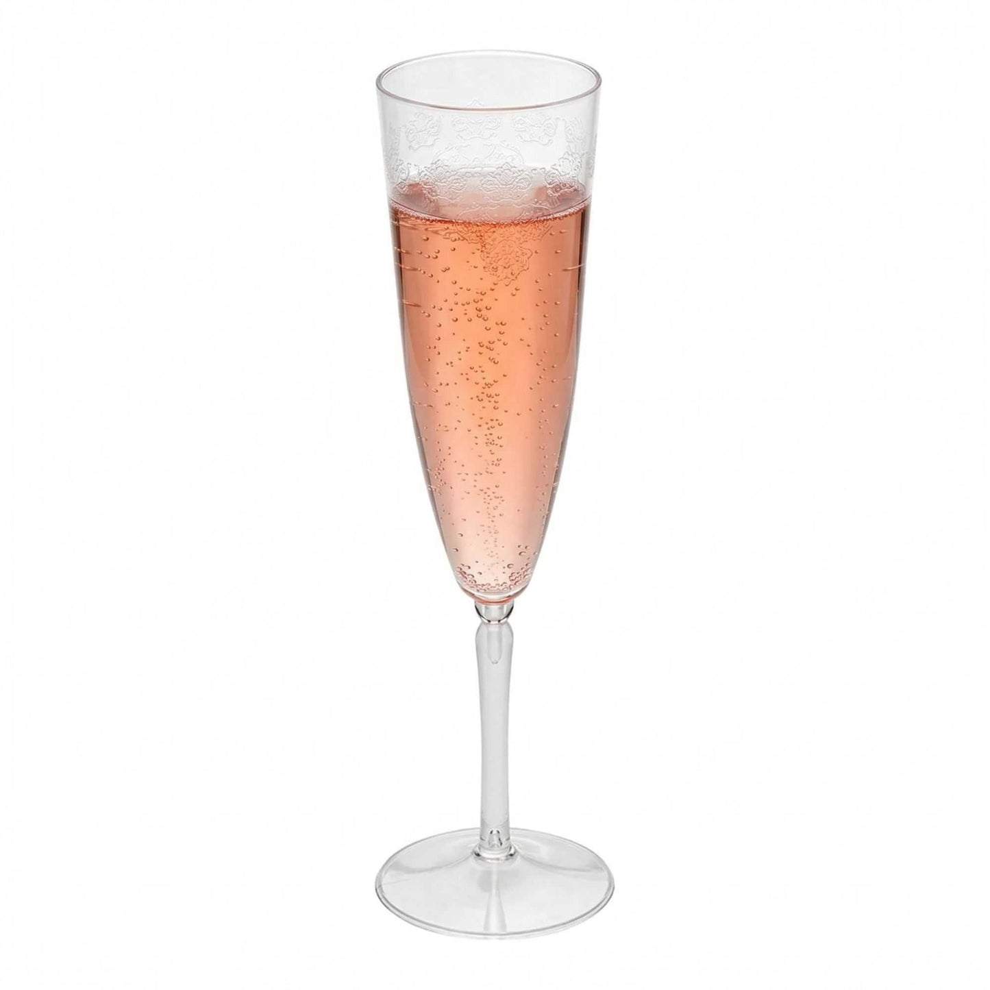 Bev Tek 4 oz Clear Plastic Wedding Champagne Flute - 1-Piece - 7 1/2" x 2 1/4" x 2 1/4" - 20 count box