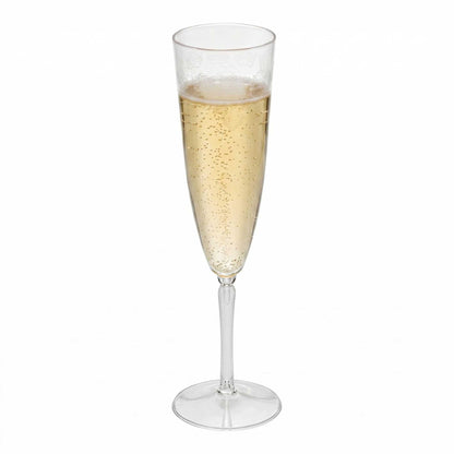 Bev Tek 4 oz Clear Plastic Wedding Champagne Flute - 1-Piece - 7 1/2" x 2 1/4" x 2 1/4" - 20 count box