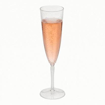 Bev Tek 4 oz Clear Plastic Wedding Champagne Flute - 1-Piece - 7 1/2" x 2 1/4" x 2 1/4" - 20 count box