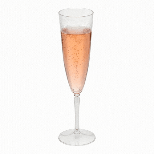Bev Tek 4 oz Clear Plastic Wedding Champagne Flute - 1-Piece - 2 1/4" x 2 1/4" x 7 1/2" - 100 count box